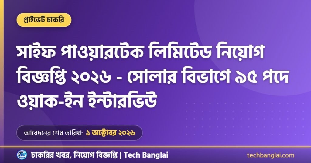 সাইফ পাওয়ারটেক লিমিটেড নিয়োগ বিজ্ঞপ্তি ২০২৬ থাম্বনেইল ছবি