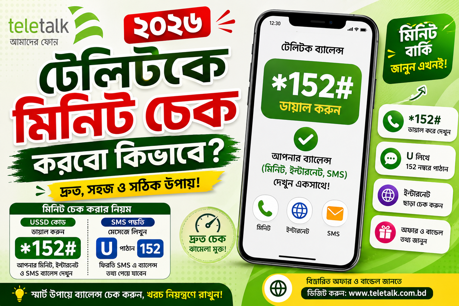 টেলিটকে মিনিট চেক করে কিভাবে ২০২৬ | Teletalk Minute Check Code
